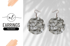 Gray Cracked Stone Texture Round Earring Png Product Image 1