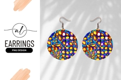 Colorful Abstract Pattern Round Earring Png Product Image 1