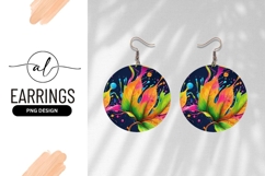 Colorful Tropical Leaves Round Earring Png Product Image 1