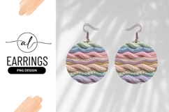 Pastel Colored Knitted Wool Pattern Round Earring Png Product Image 1