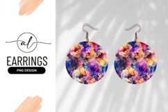 Colorful Watercolor Floral Round Earring Png Product Image 1