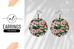Floral Stained Glass Round Earring Png Design Product Image 1