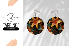 Abstract Orange Lily Floral Round Earring Png Product Image 1