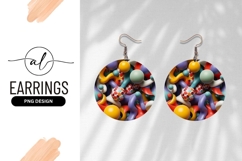 Abstract Shapes And Spheres Colorful Design Round Earring Product Image 1