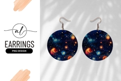 Painted Galaxy Swirls Dark Blue Round Earring Png Product Image 1