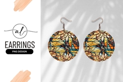 Stained Glass Floral Art Round Earring Png Product Image 1