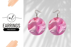 Pink Wavy Abstract Background Round Earring Png Product Image 1