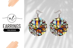 Round Stained Glass Floral Pattern Round Earring Png Product Image 1