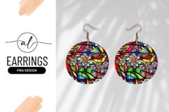 Colorful Floral Stained Glass Round Earring Png Product Image 1