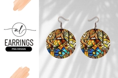 Lions Stained Glass Colorful Round Earring Png Product Image 1