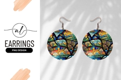 Stained Glass Nature Landscape Round Earring Png Product Image 1