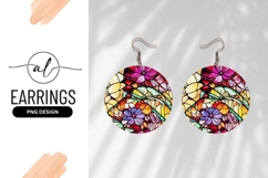 Floral Stained Glass Round Earring Png Image Product Image 1