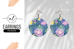 Decorative Cactus And Floral Round Earring Png Product Image 1