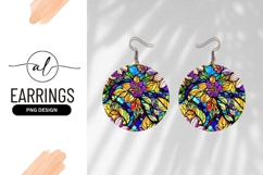 Colorful Floral Round Earring Png Ornament Product Image 1