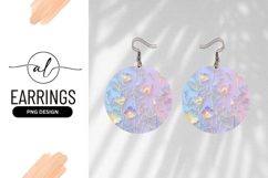 Floral Embossed Pastel Design Round Earring Png Product Image 1