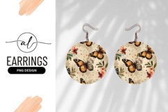 Round earring png design with butterflies and flowers Product Image 1