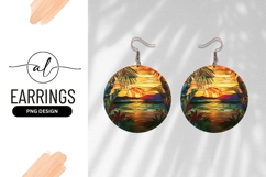 Tropical sunset round earring png design Product Image 1