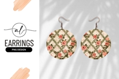 Elegant rose pattern round earring png design Product Image 1
