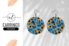 Blue and yellow floral round earring design Product Image 1