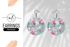 Round earring png design with magnolia flowers Product Image 1