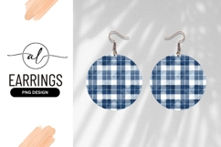 Blue plaid round earring png design Product Image 1