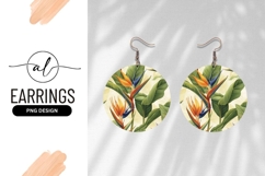 Tropical bird of paradise round earring png design Product Image 1