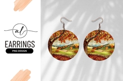 Autumn landscape round earring png design Product Image 1