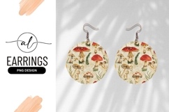Whimsical mushroom pattern round earring design Product Image 1
