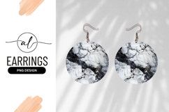 Abstract Black And White Marble Round Earring Png Product Image 1