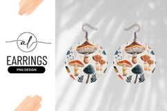 Whimsical mushroom round earring png design Product Image 1
