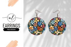 Round earring png design with colorful flowers Product Image 1