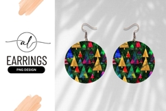 Colorful stained glass christmas tree round earring design Product Image 1