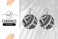 Black And White Maori Tattoo Round Earring Png Product Image 1