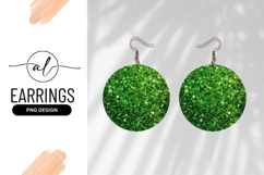 Green glitter round earring design png Product Image 1