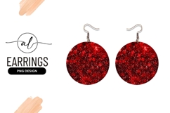 Red glitter round earring png design Product Image 1