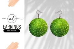 Green sparkle round earring png design Product Image 1