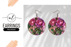 Stained Glass Rose Design Round Earring Png Product Image 1