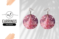 Pink Christmas Tree Round Earring Design Png Product Image 1
