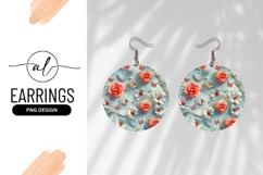 Floral Heart Round Earring Png Design Product Image 1