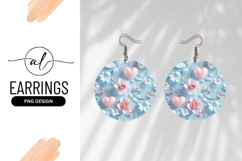 Floral and Heart Motif Round Earring Png Design Product Image 1