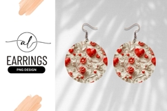 Red Heart and Flower Round Earring Png Design Product Image 1