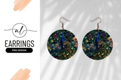 Stained Glass Peacock Round Earring Png Design Product Image 1