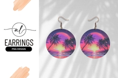 Tropical Sunset Round Earring Png Design Product Image 1