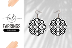 Black And White Geometric Pattern Round Earring Png Product Image 1