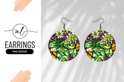 Floral Mosaic Abstract Art Round Earring Png Product Image 1