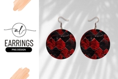 Red And Black Marble Hexagon Round Earring Png Product Image 1