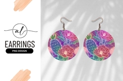 Cactus Flower Blooming Colorful Round Earring Png Product Image 1