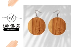Brown Wood Texture In Round Earring Png Product Image 1