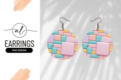 Pastel Blocks Round Earring Png Background Product Image 1