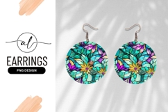Floral Stained Glass Round Earring Png Product Image 1